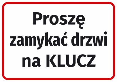 Please lock the door - Graphic design. Simple rectangle with red border, black text on white background.