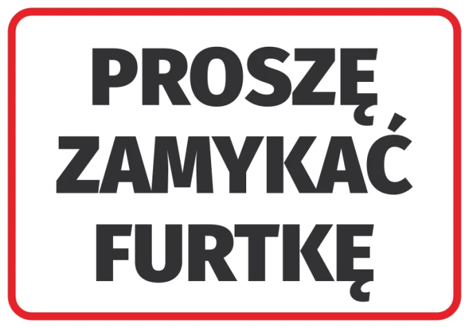 Please close the gate sticker - Graphic design. Black letters on a white background in a rectangular frame.