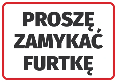 Please close the gate sticker - Graphic design. Black letters on a white background in a rectangular frame.