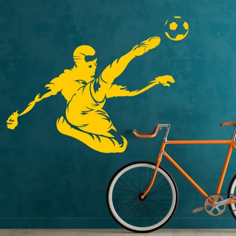 Wall sticker Soccer Player 2554 - Room arrangement. Dark-colored wall, bike nearby.