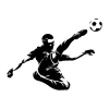 Wall sticker Soccer Player 2554 - Graphic design of a player in motion kicking a ball, in black on a white background.