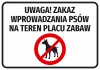 Warning! No dogs allowed in the playground - Graphic design. Red circle with a crossed-out dog on white.