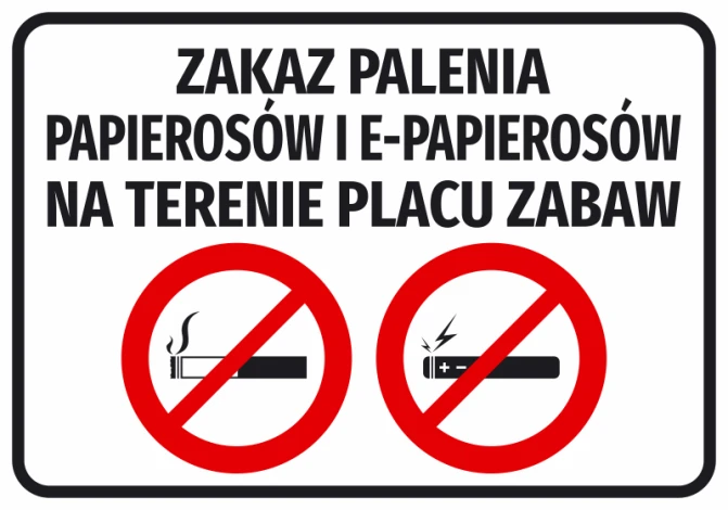 No smoking sticker for playgrounds - graphic design with two red circles.