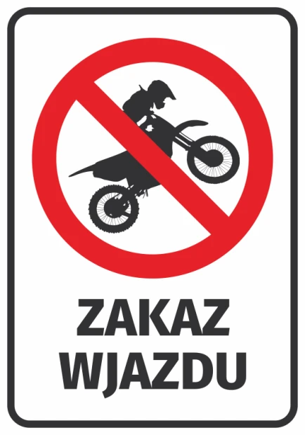 No entry sticker for motocross bikes - graphic design. Red circle with a cross, featuring a silhouette inside.