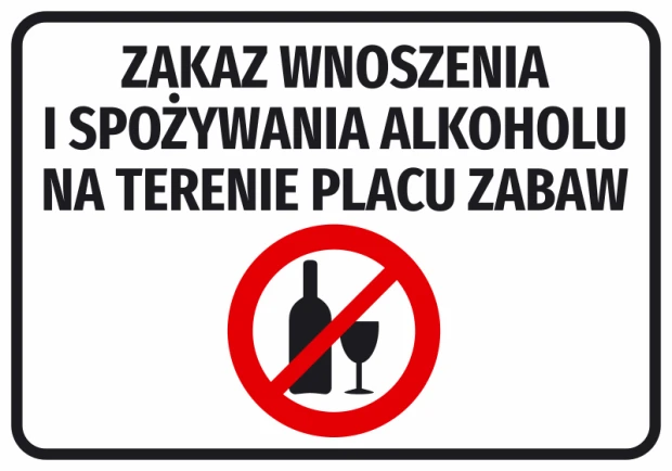 No alcohol allowed sticker for playground - Graphic design. Red circle with a slash.
