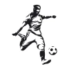 Football player wall stencil for boys\' room 2553 - Graphic design featuring a player in action kicking a ball.