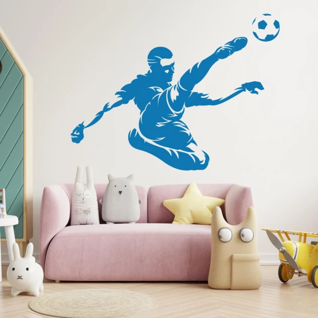 Soccer player painting template 2554 - Decor for a child\'s room. Light-colored walls, modern furniture.