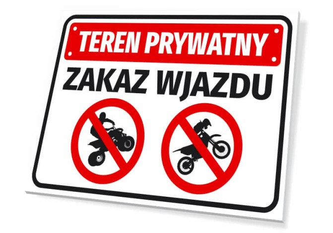 Private Property No Entry Sign - Graphic design featuring two crossed-out vehicle symbols.