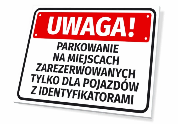 Reserved parking sign for vehicles with permits - Graphic design. Red rectangle.