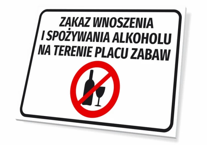 No alcohol allowed sign for playground - Simple rectangular design with text.
