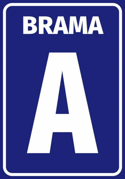 Door sticker with a number or letter - Graphic design. Simple rectangular shape with large letters on a dark background.