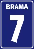 Gate sticker with number or letter - Graphic design. Blue background with white frame and large white number 7.