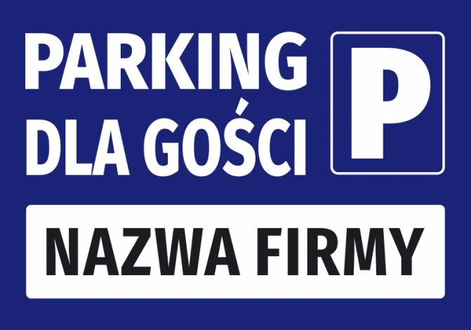 Guest Parking Sticker with Name Field - Graphic Design. Blue background with white text and P symbol.