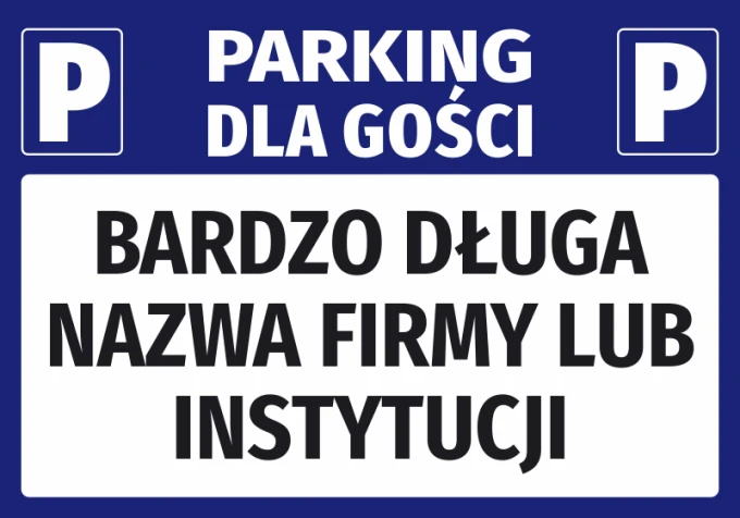 Guest Parking Sticker with Name Field - Graphic Design. Blue background with white letters and P symbols.