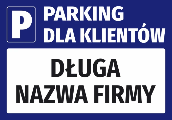 Parking sticker for customers with a name field - Graphic design. Simple shape, large letters, contrasting colors.