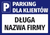 Parking sticker for customers with a name field - Graphic design. Simple shape, large letters, contrasting colors.