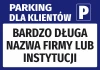 Customer Parking Sticker with Name Field - Rectangular design with blue background and white text.