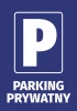 Private Parking Sticker - Graphic design. White letter P on a blue background with "Private Parking" below.