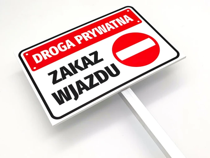 Aluminum post for signs - Graphic design. Sign with white background, red elements, and black text.