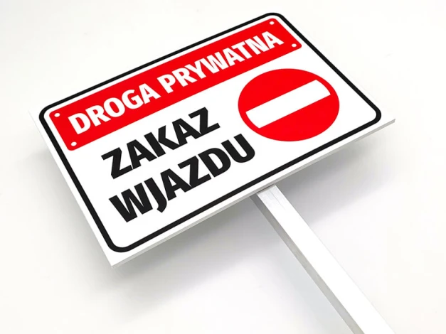 Aluminum post for signs - Graphic design. Sign with white background, red elements, and black text.