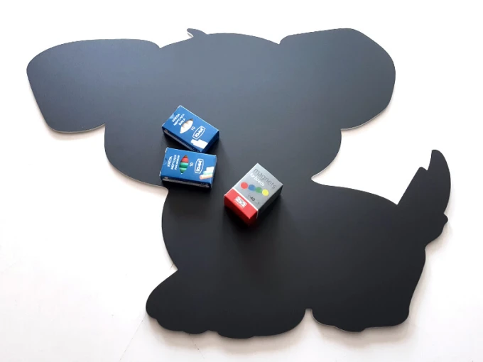 Chalkboard magnetic board for kids, Dog design with large ears, includes colorful chalk.