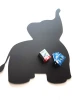 Chalkboard magnetic board for kids, elephant design with raised trunk, includes crayons and accessories.