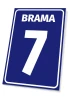 Building plaque: Gate with number or letter - Graphic design. Simple rectangular sign with blue background and white text.