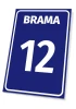Building sign: Gate with number or letter - Graphic design. Simple rectangular sign with blue background and white text.