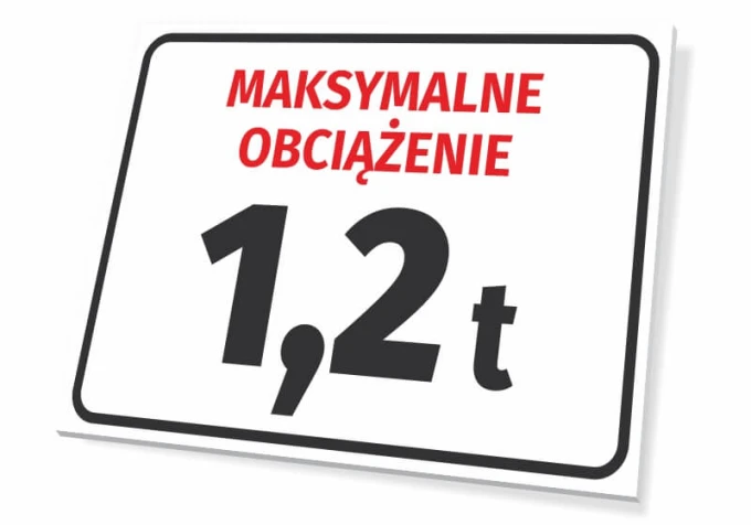 Maximum load sign with a weight entry field - Simple rectangular design with a white background and red text.