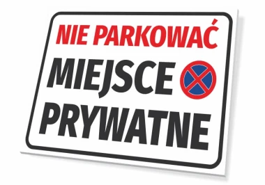 No Parking Private Area Sign - Graphic Design. Red text on white background with a parking prohibition symbol.