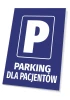 Parking sign for patients - Simple design with a large letter P in a rectangle. Text at the bottom.