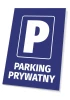 Private Parking Sign - Graphic Design. Blue background with a large white letter P and the text PRIVATE PARKING.