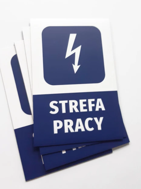 Set of 19 magnets with a lightning symbol and "Work Zone" text on rectangular designs.