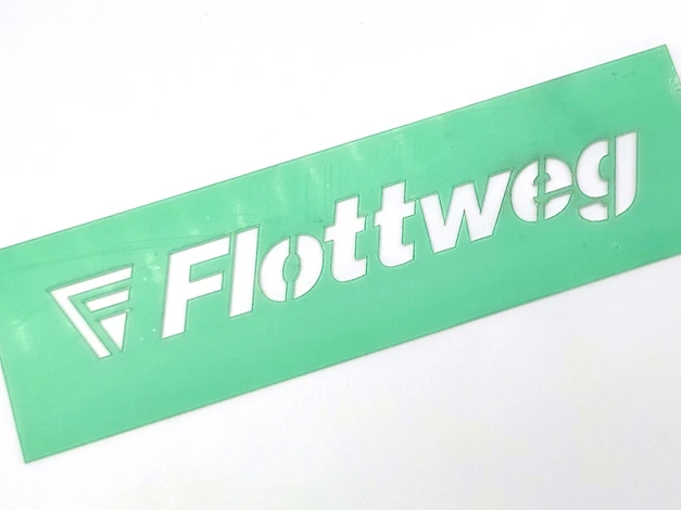 Reusable painting stencil, 1 mm thick, 20 x 3.2 cm - Graphic design. F shape with triangle.