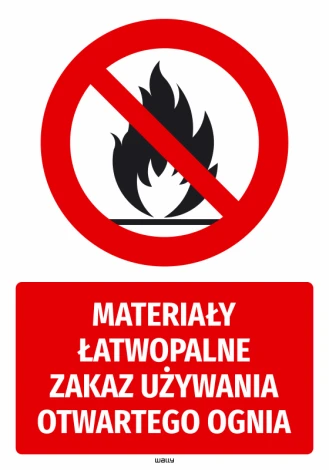 Flammable Materials Safety Sticker - No Open Flames. Red circle with crossed-out flames graphic.