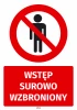 Safety sticker: No entry - Graphic design with red background, black figure symbol, and crossed out text.