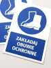 Safety sticker with icon: Wear protective footwear - Graphic design featuring a blue safety shoe.
