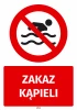 Safety sticker: No swimming - Graphic design. Red background with a crossed-out swimming figure symbol.