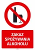 Safety sticker: No drinking alcohol - Red circle with a crossed-out bottle and glass below.
