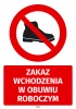 Safety sticker: No entry with work shoes - Graphic design. Red circle with a crossed-out black foot and text below.