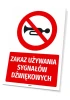 Safety sign: No horn signals - Graphic design. Red circle with crossed-out horn, below it in red.