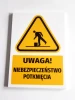 Warning safety sign with a "Caution! Slippery surface" pictogram. Features a triangular shape.