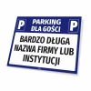 Guest Parking Sign with Name Field - Simple design, blue background, white letters, large area for customization.