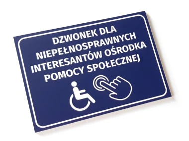 Custom printed sign, 5mm PVC, matte laminate, 21 x 15 cm - Graphic design. Blue background with white text.