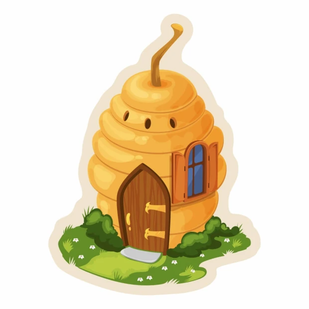 Magnetic dry-erase board shaped like a bee house with a window and door design.