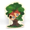 Magnetic dry-erase board shaped like a treehouse with two treehouses featuring windows and a ladder.