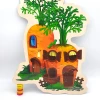 Magnetic dry-erase board shaped like a carrot house with green leaves - Graphic design.