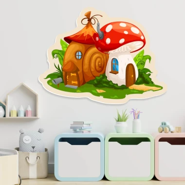 Magnetic dry-erase board shaped like a snail house and mushroom - graphic design.