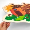 Magnetic dry-erase board shaped like an acorn house with a brown roof - Graphic design.