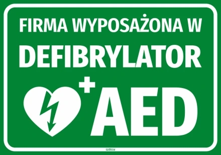 Information Sticker A Company Equipped With An Aed Defibrillator